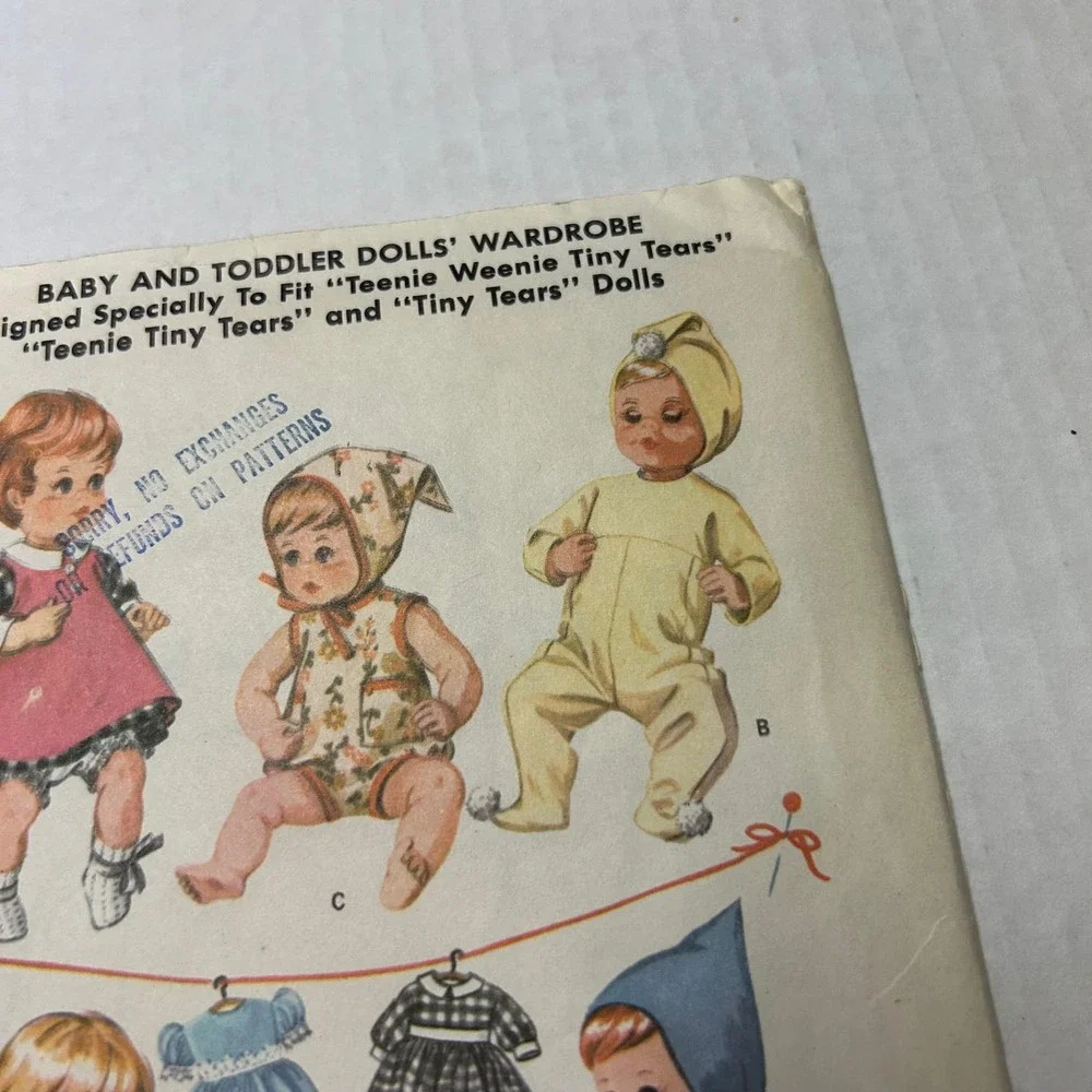 McCalls Vintage 1960's Pattern  #7592 Baby Toddler Doll Wardrobe Size M 12